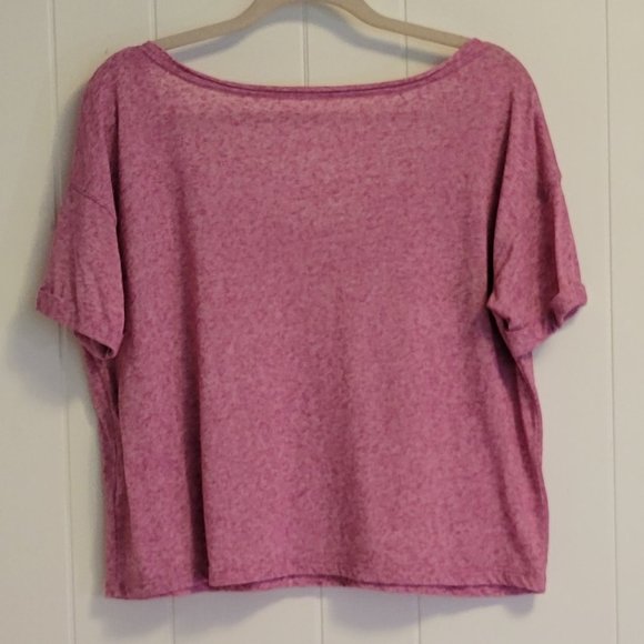 PacSun magenta short sleeve scoop neck slouch crop top Sz: M - Picture 3 of 4